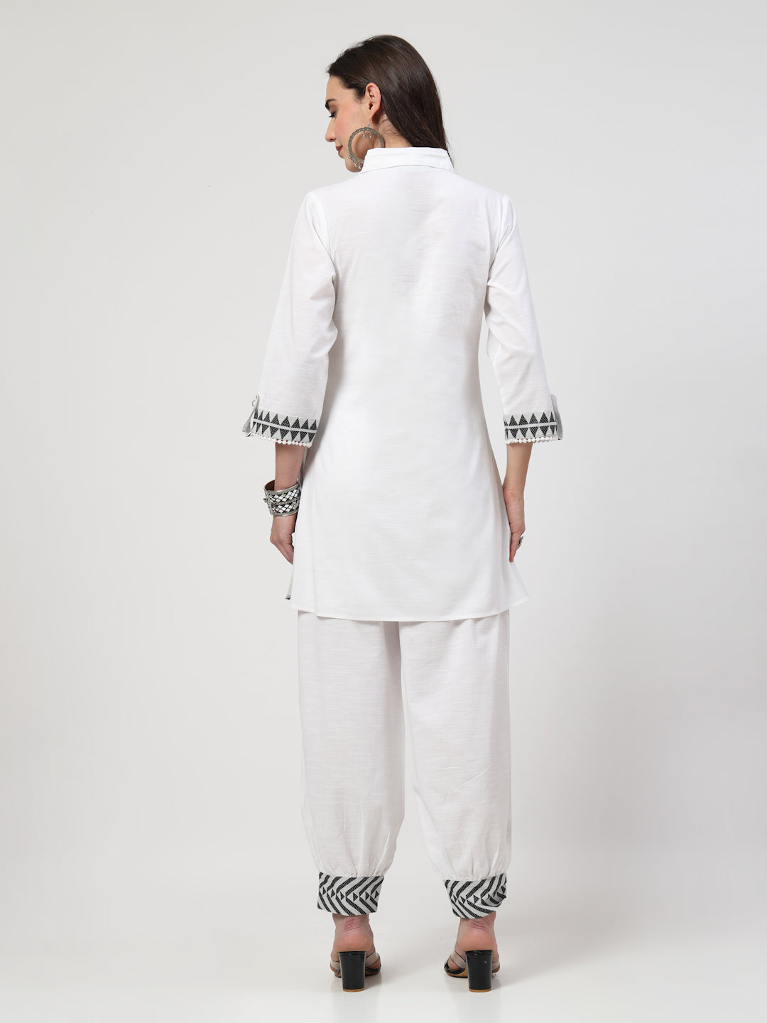White Embroidered Co-Ord Set – Effortless Elegance - Cosmic Trio