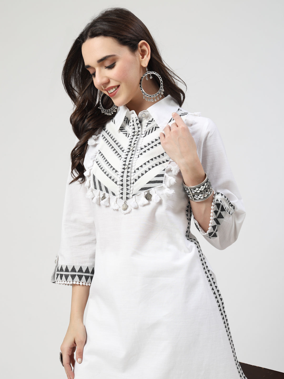 White Embroidered Co-Ord Set – Effortless Elegance - Cosmic Trio