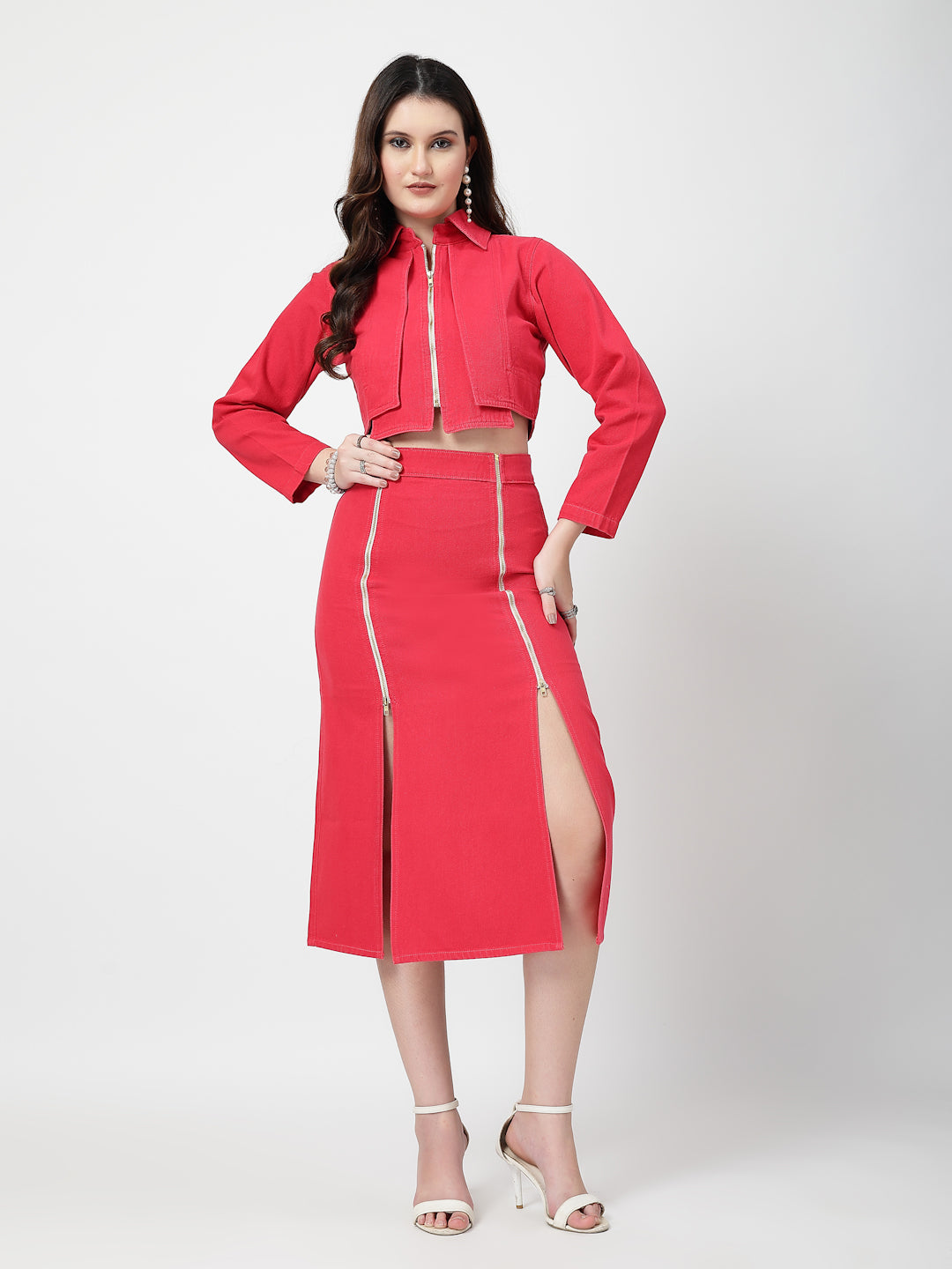 Redis Denim Jacket With Skirt