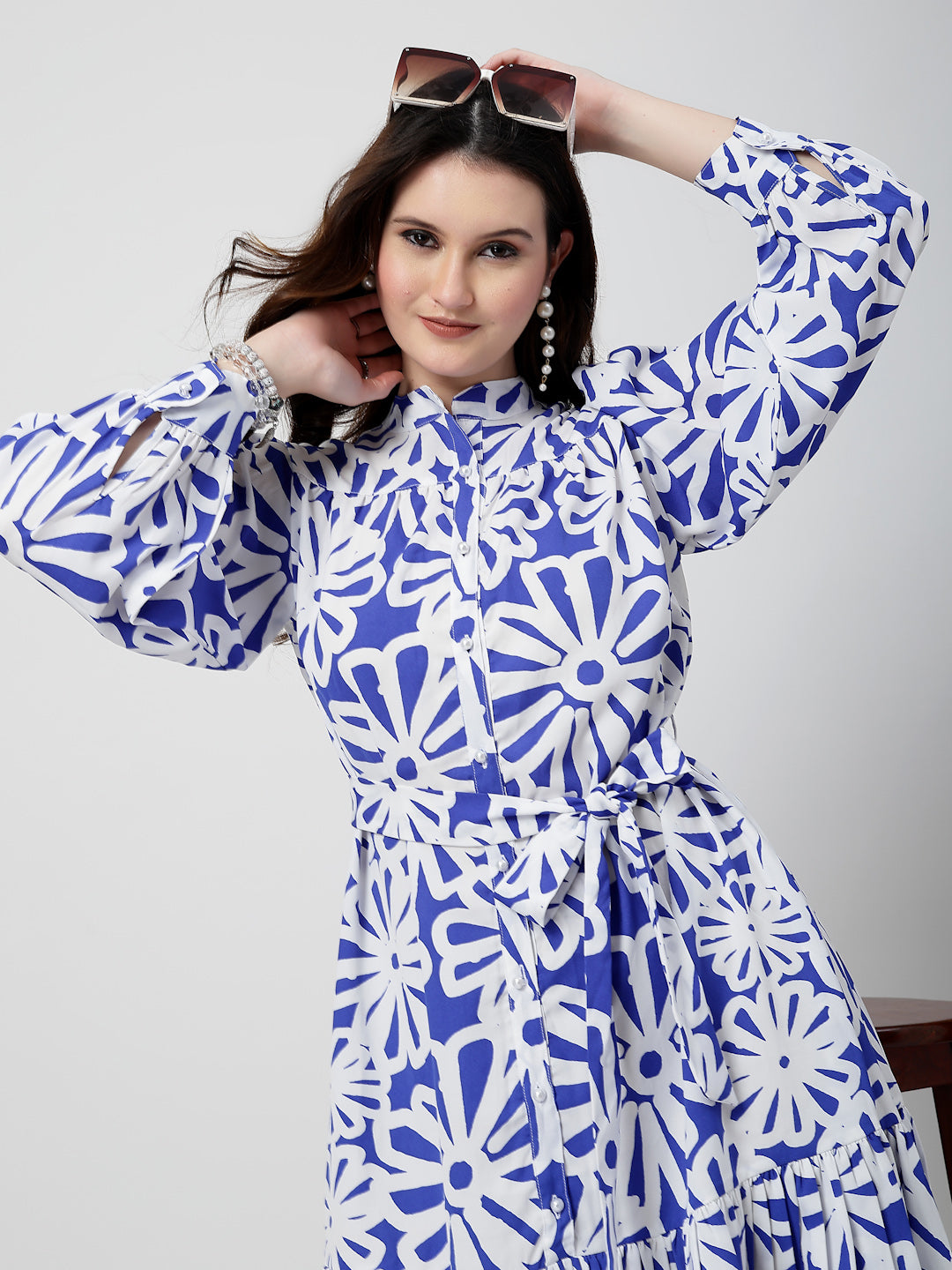 Printed Polyester Floral Midi Dress