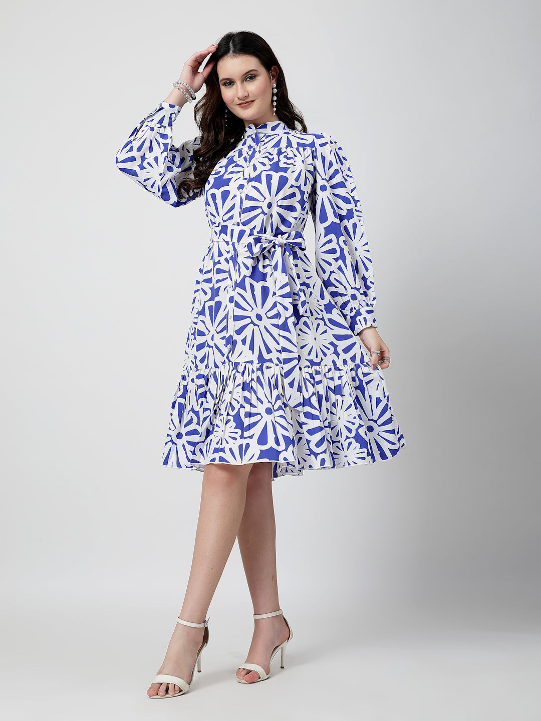 Printed Polyester Floral Midi Dress