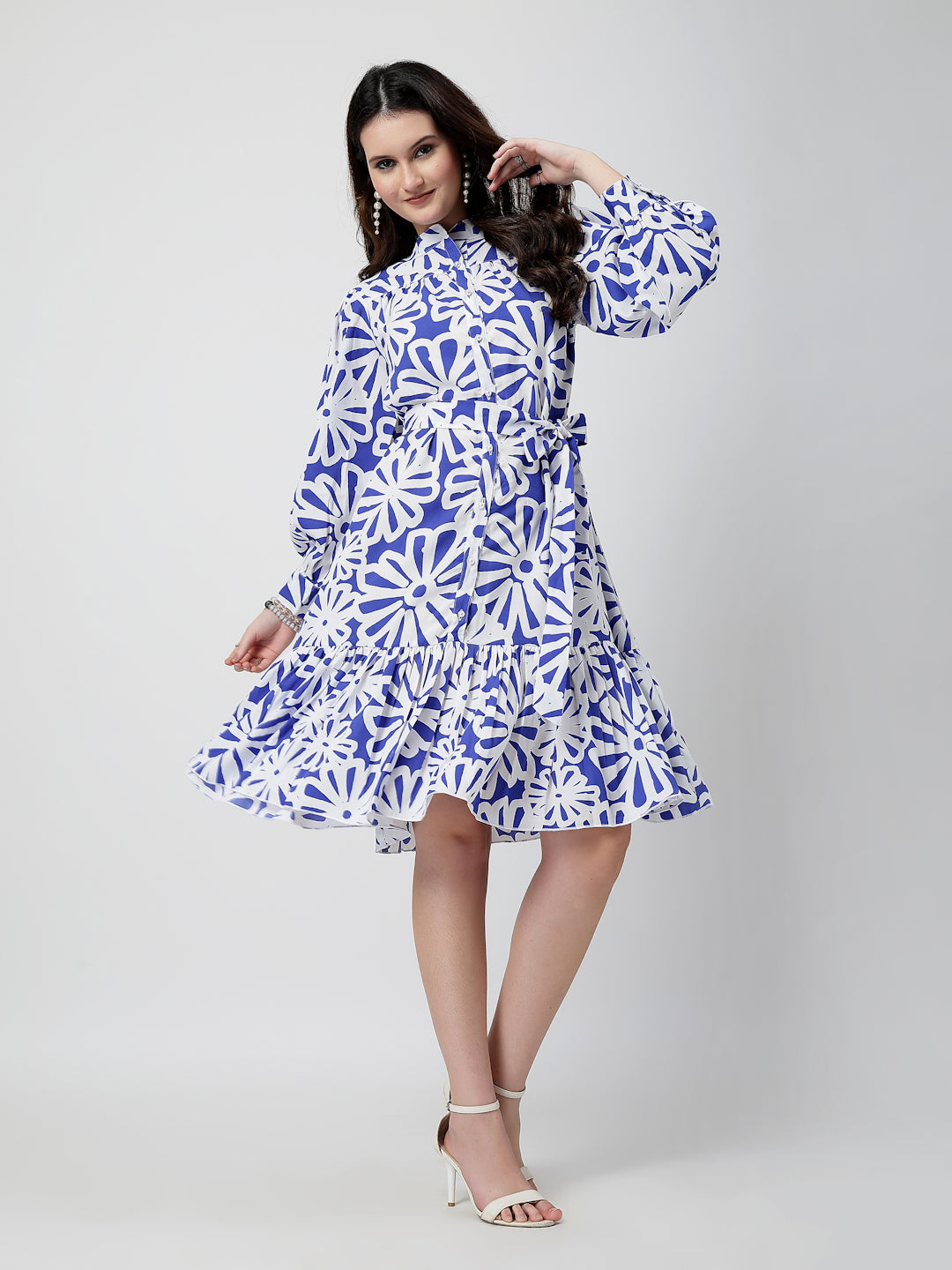 Printed Polyester Floral Midi Dress
