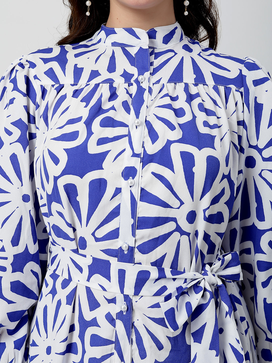 Printed Polyester Floral Midi Dress