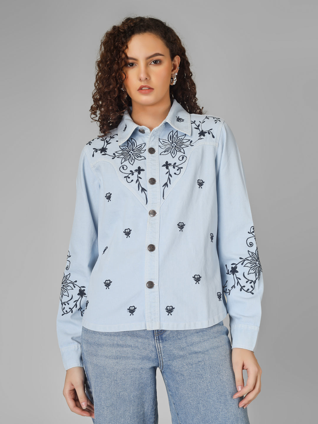 Embroidered Denim Shirt