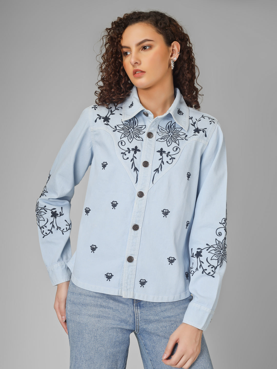 Embroidered Denim Shirt