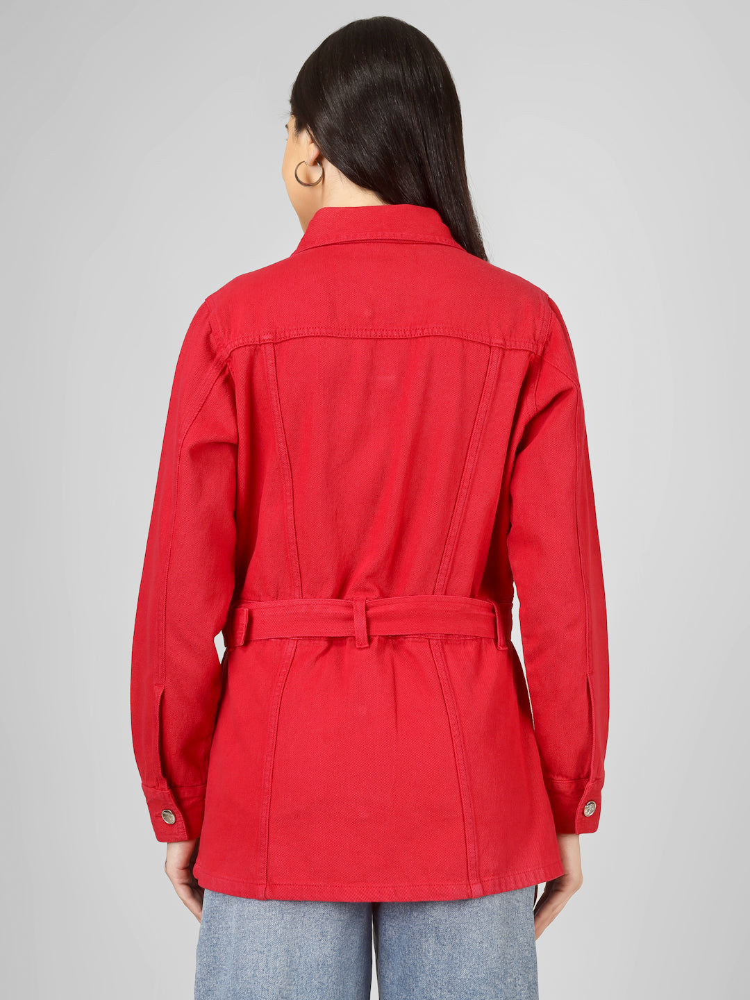 Women Red Denim Short Dress