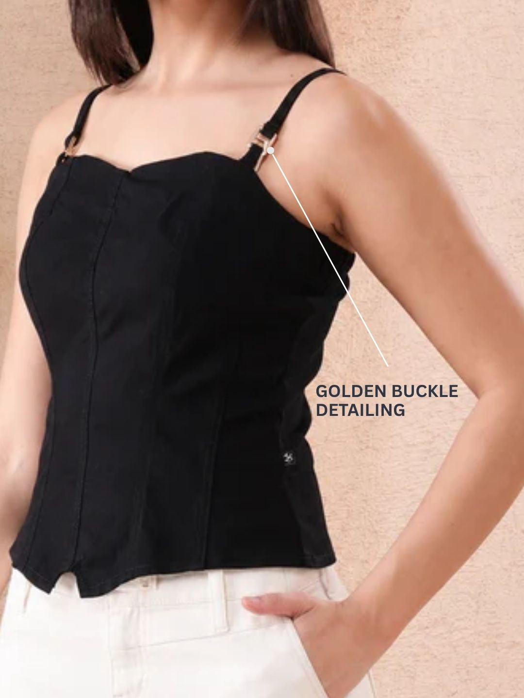 Women’s Black Sweetheart Neck Strappy Corset Style Top