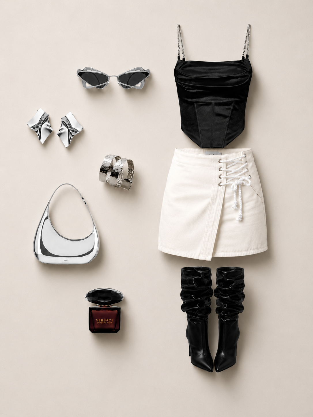 White Cotton High Rise Fit & Flare Skirt Women