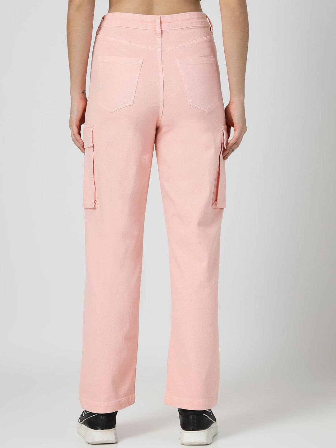 Women Relaxed Straight Leg Loose Fit Cargos Trousers