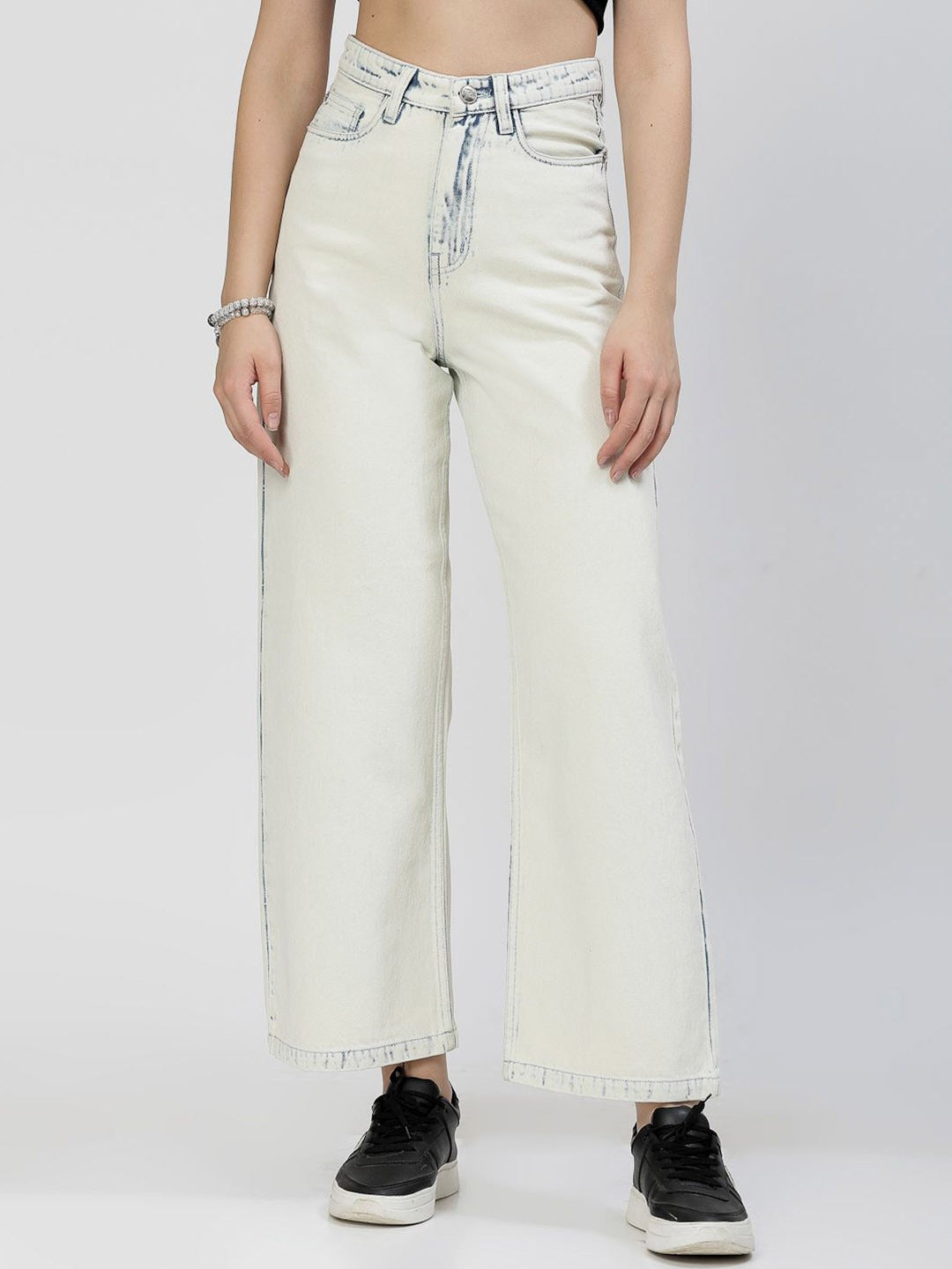 Women Smart Straight Fit High-Rise Acid Wash Jeans