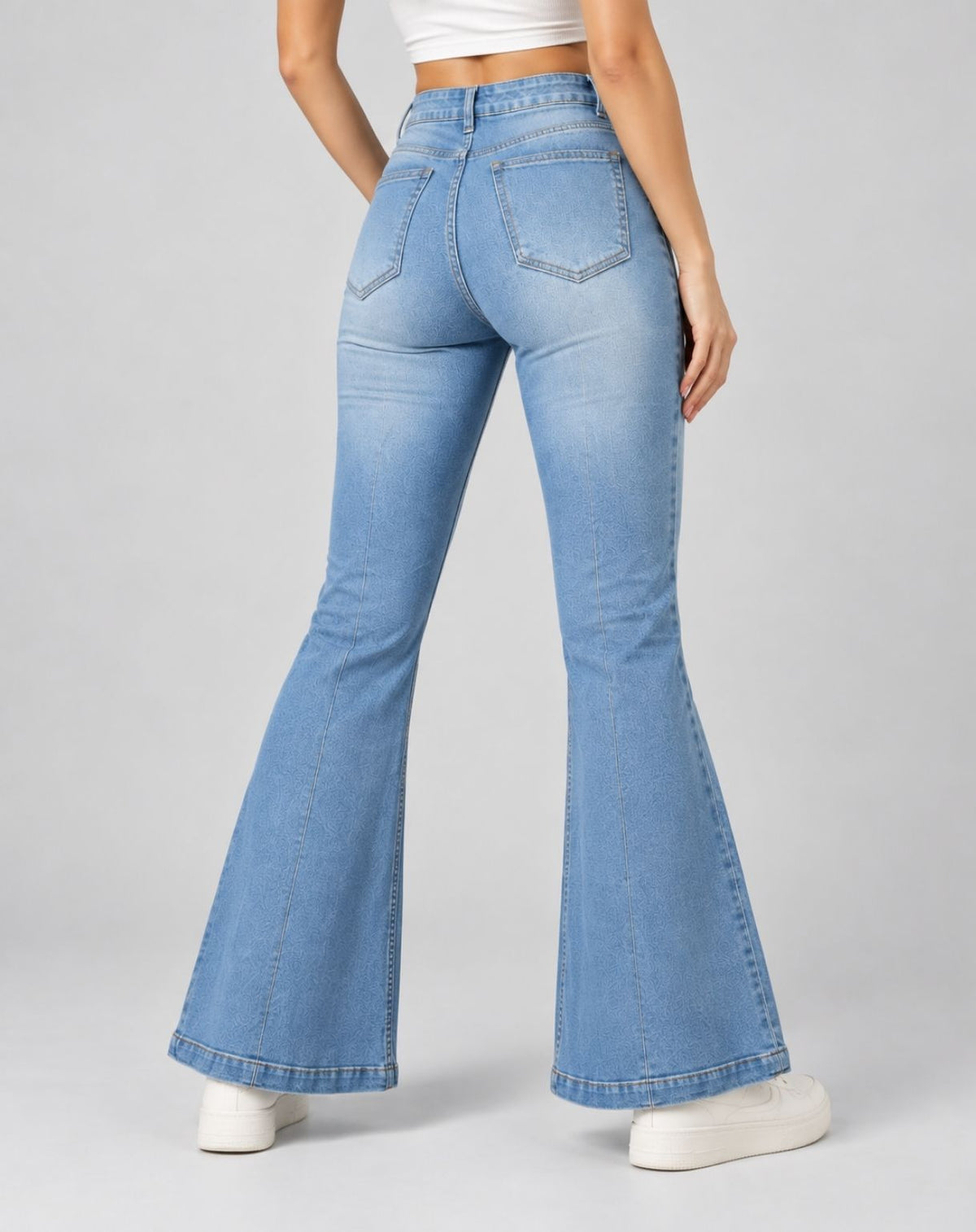 Women Mid Rise Bootcut Denim Jeans – Light Fade Stretch Casual Wear