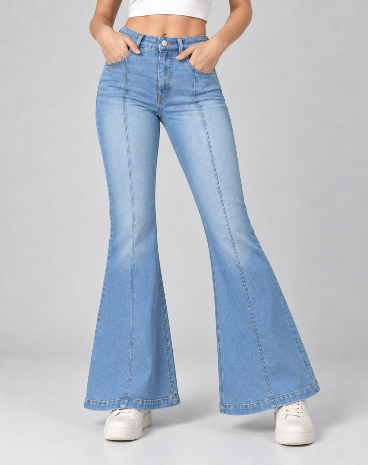 Women Mid Rise Bootcut Denim Jeans – Light Fade Stretch Casual Wear