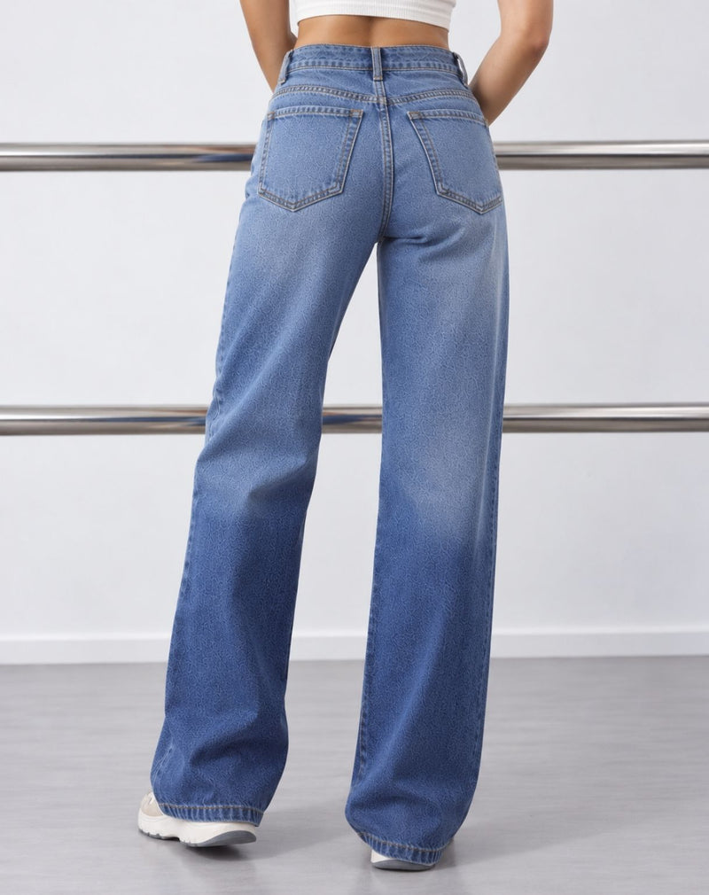 Women’s Light Blue Mid-Rise Straight Fit Jeans