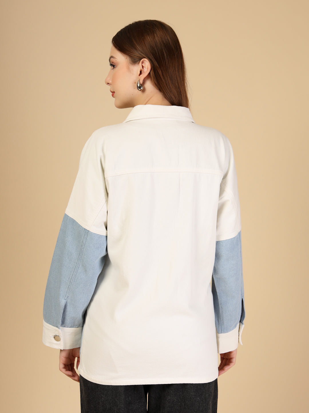Colorblock Patch Pocket Denim Jacket