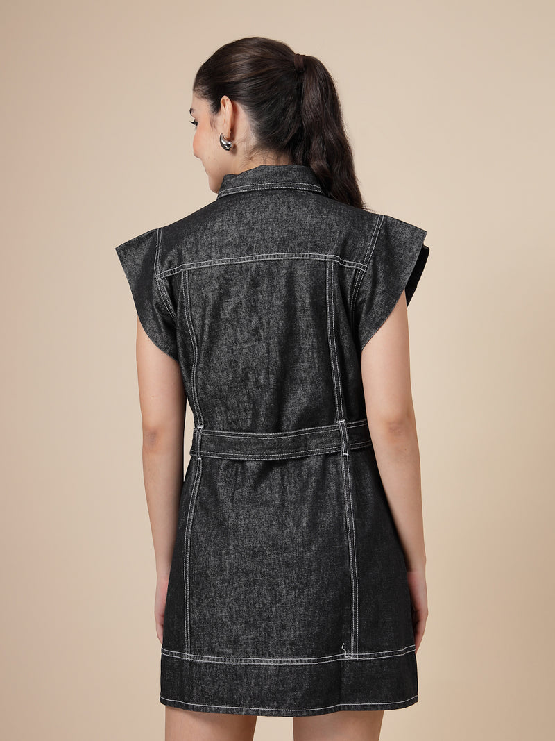 Denim Washed structured feel Shirt Dress