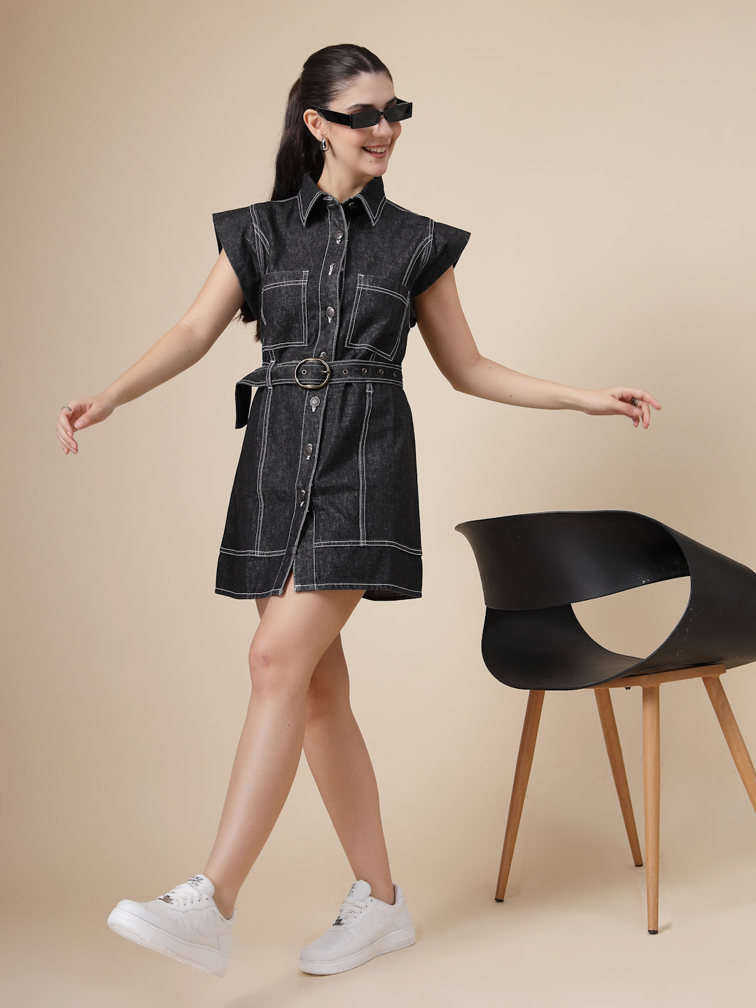 Denim Washed structured feel Shirt Dress