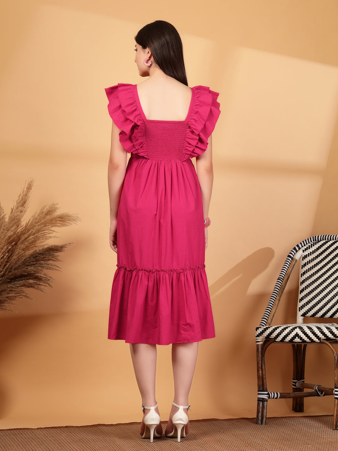Ruffled Fit & Flare Midi Dress
