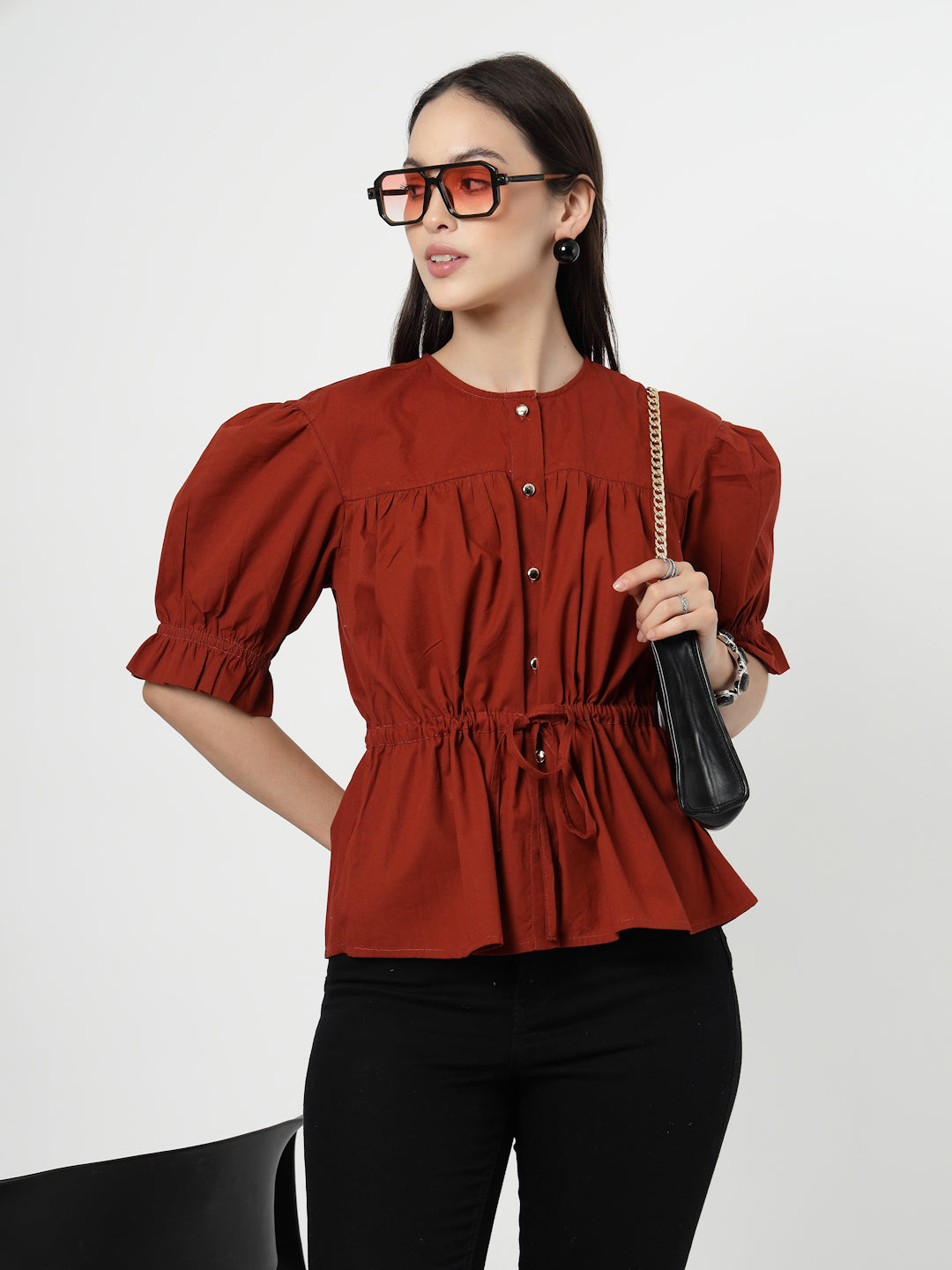 Cotton Women's Top with Waistband