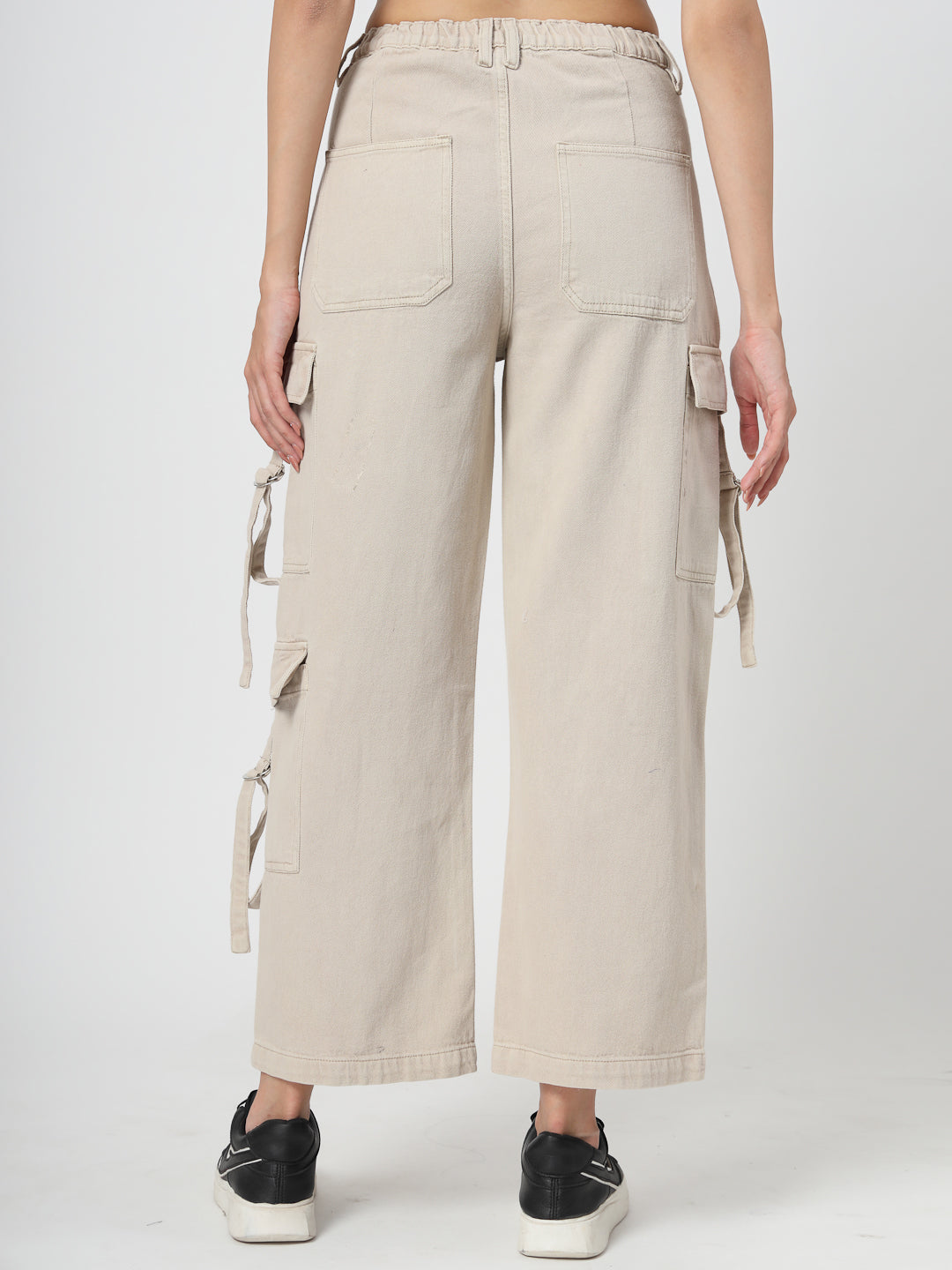 Beige Cotton Bente Cargo Pants for Women