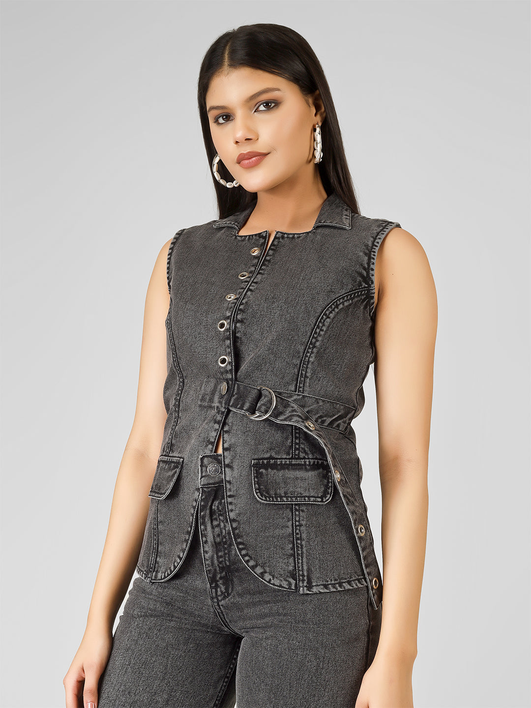 Black Denim Co-Ord Set for Women