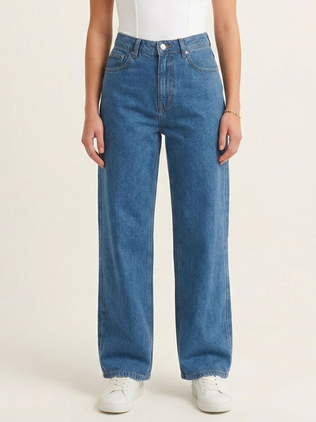 Indigo Wide Leg Denim Jeans for Women – Regular Fit, High-Rise