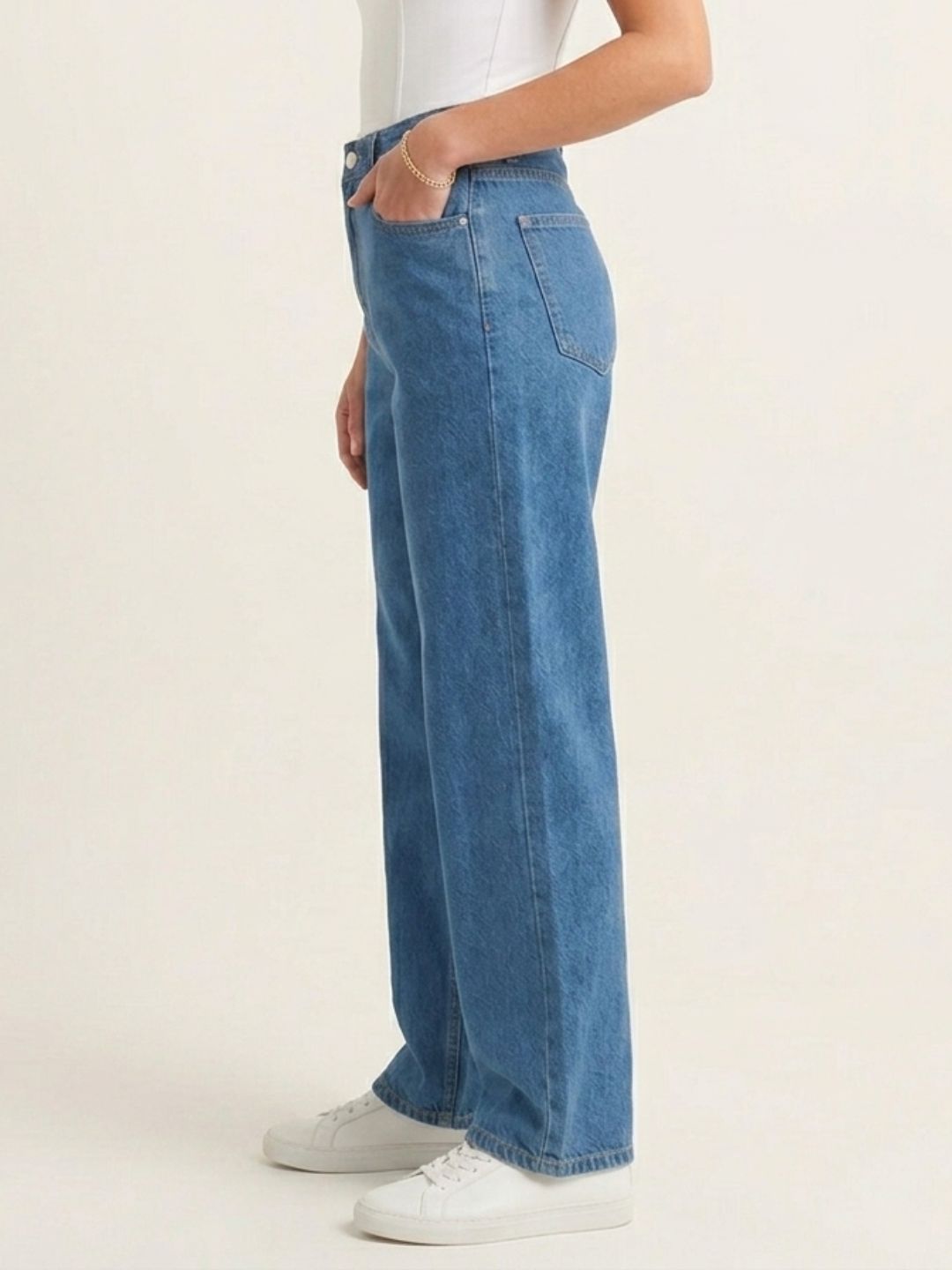 Indigo Wide Leg Denim Jeans for Women – Regular Fit, High-Rise