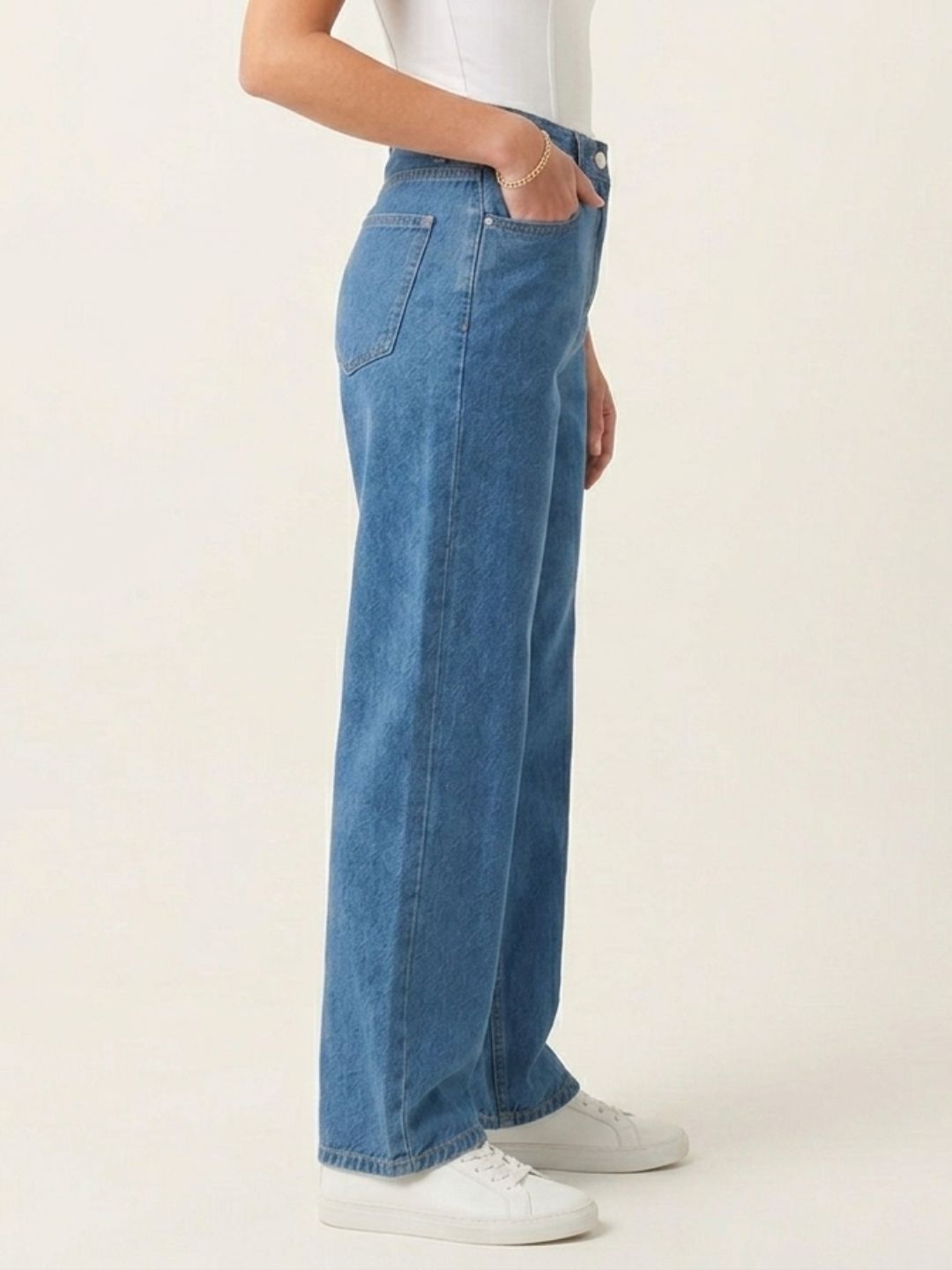 Indigo Wide Leg Denim Jeans for Women – Regular Fit, High-Rise