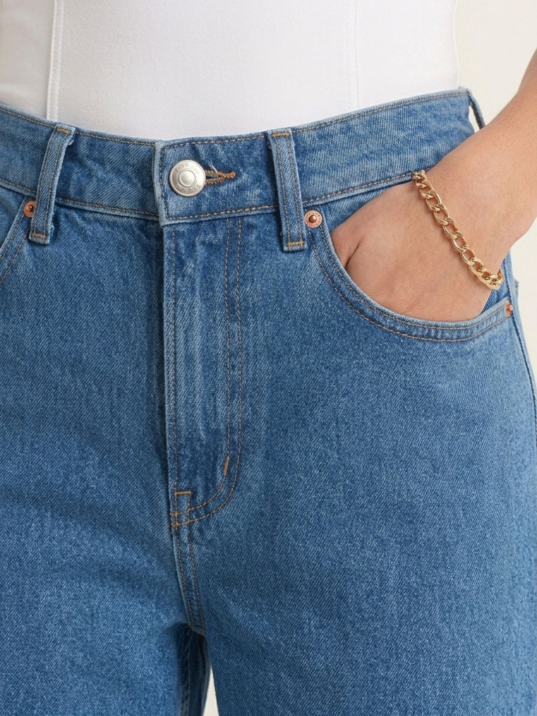 Indigo Wide Leg Denim Jeans for Women – Regular Fit, High-Rise
