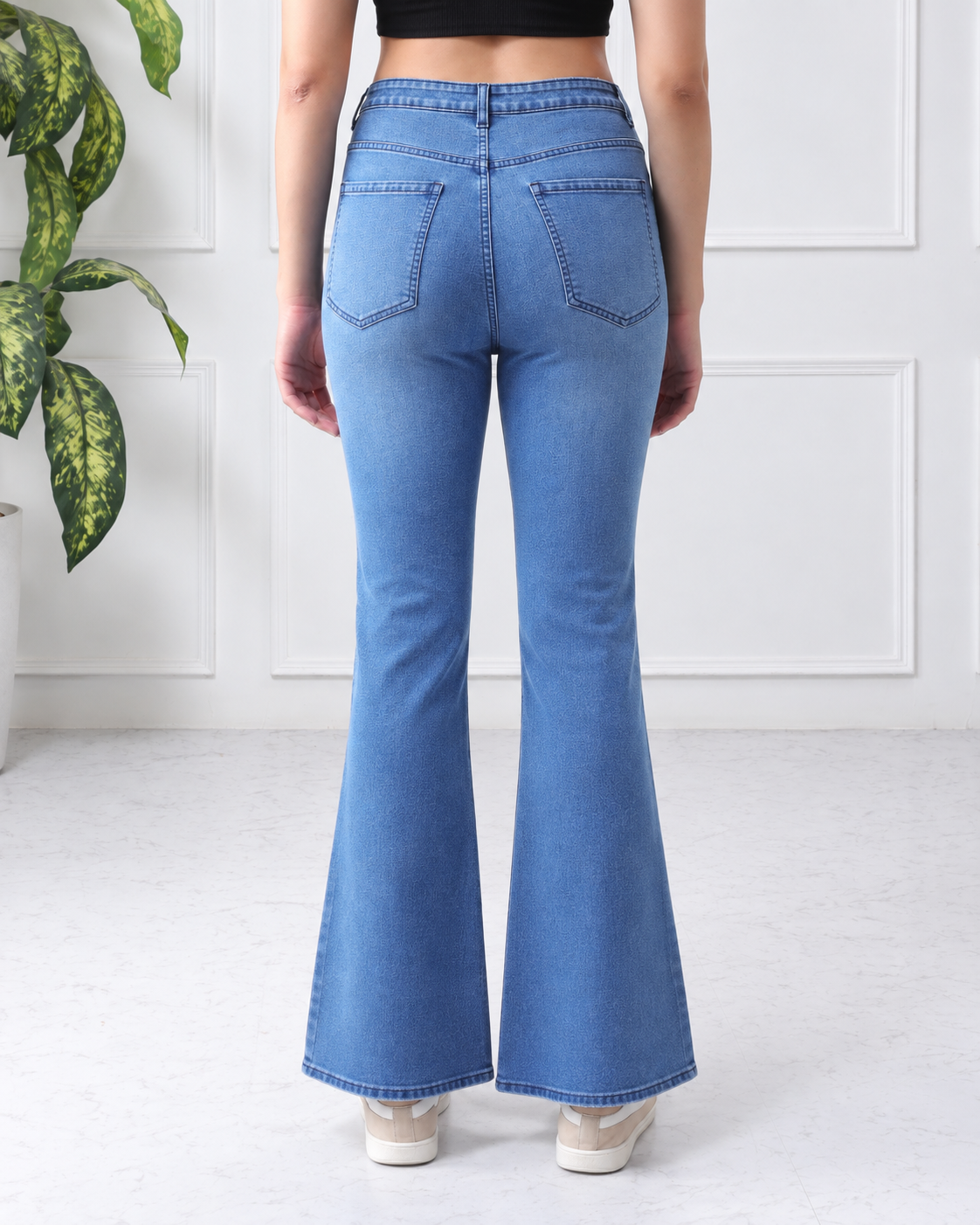 Women’s Light Blue Mid-Rise Flared Jeans