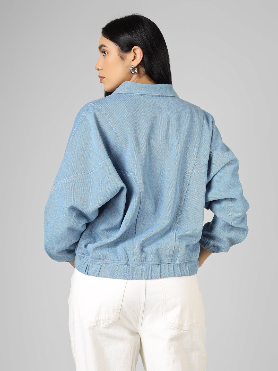 Women’s Light Blue Bomber Denim Jacket
