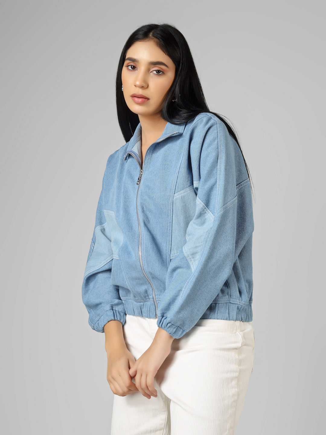 Women’s Light Blue Bomber Denim Jacket