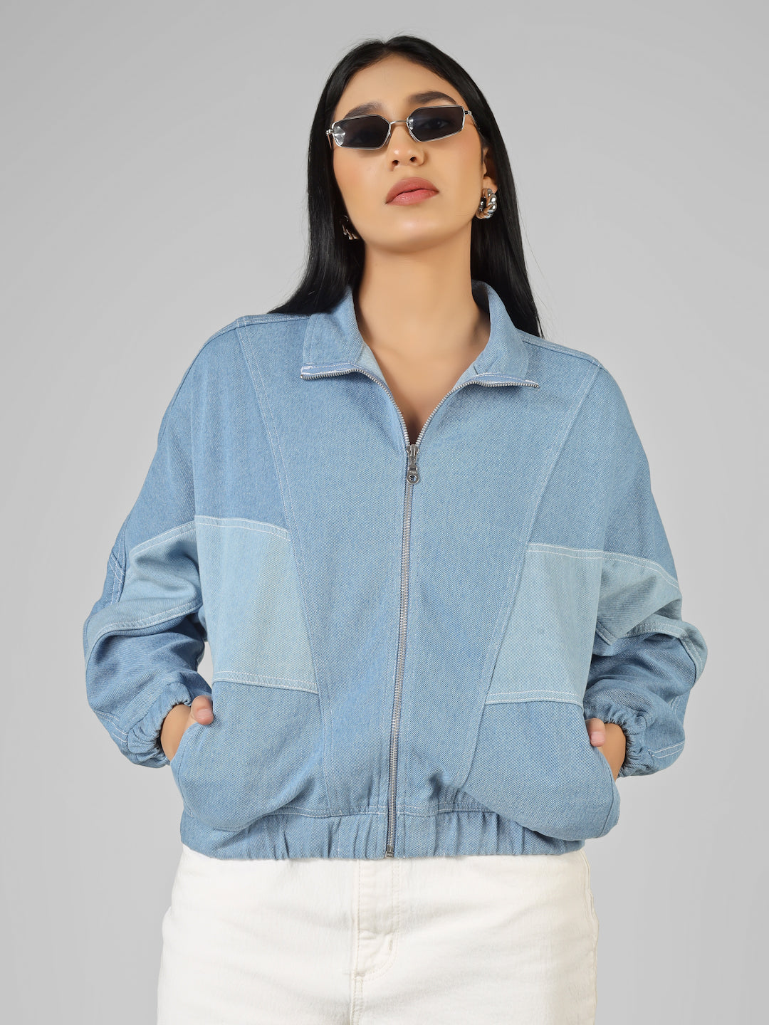 Women’s Light Blue Bomber Denim Jacket