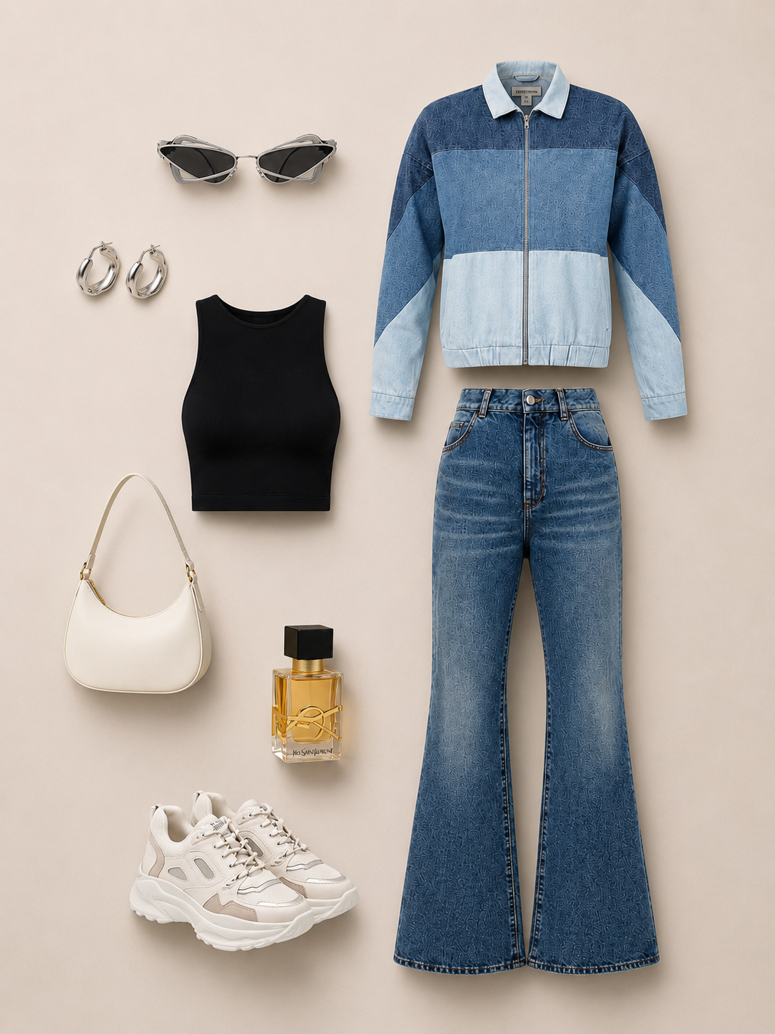 Women Colorblock Casual Oversized Blue Denim Jacket