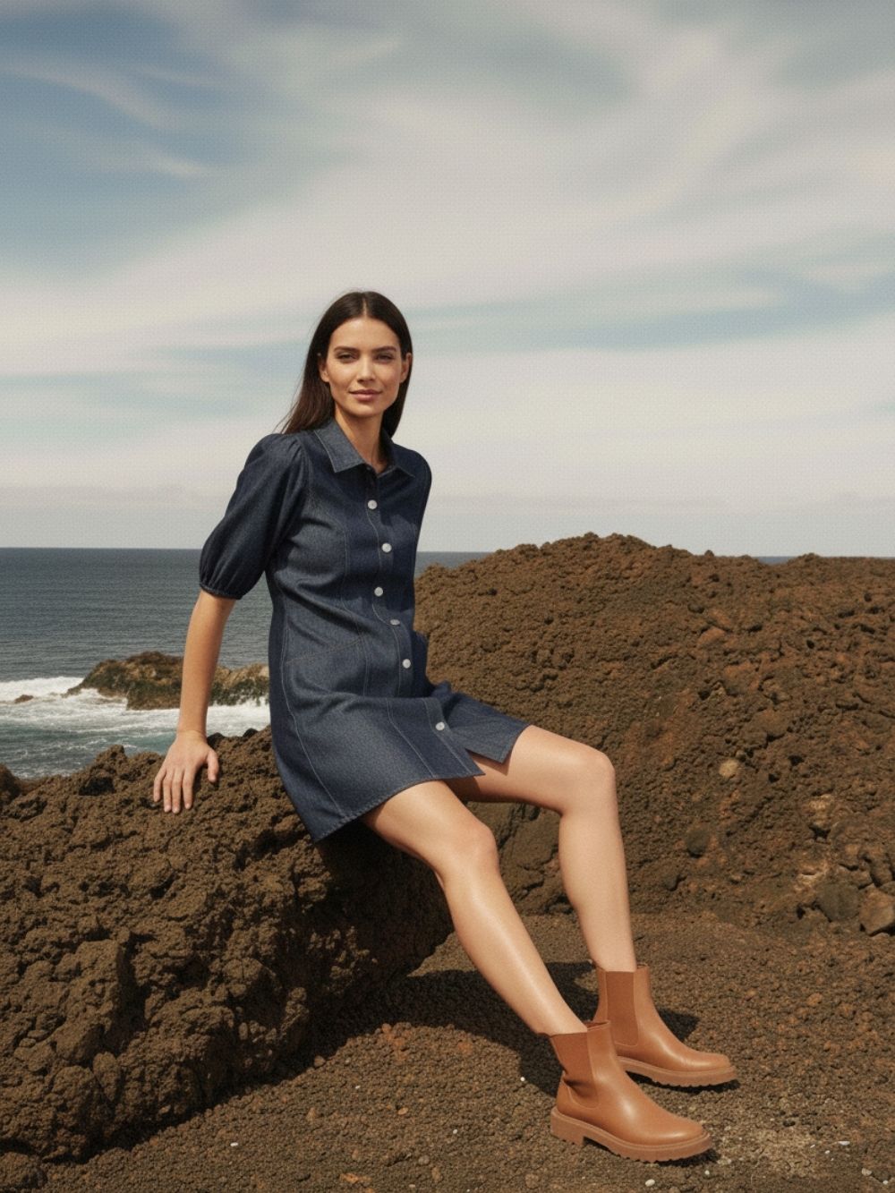 Women Blue Denim Shirt Type Dress