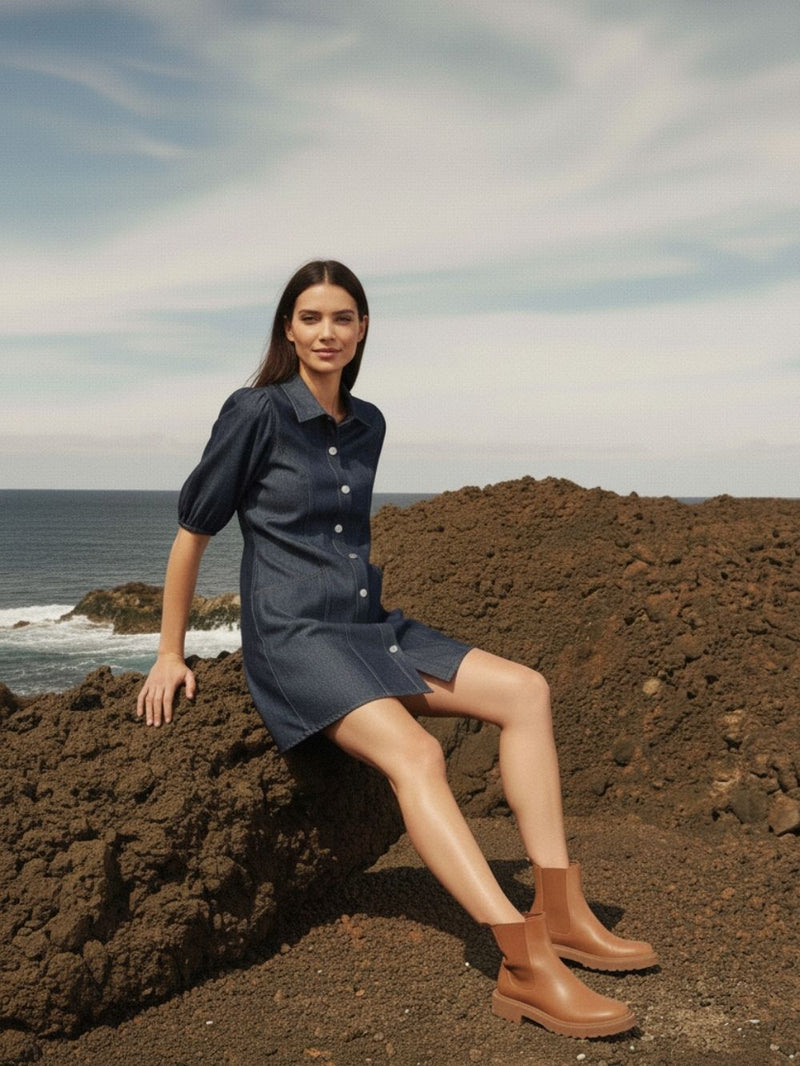 Women Blue Denim Shirt Type Dress