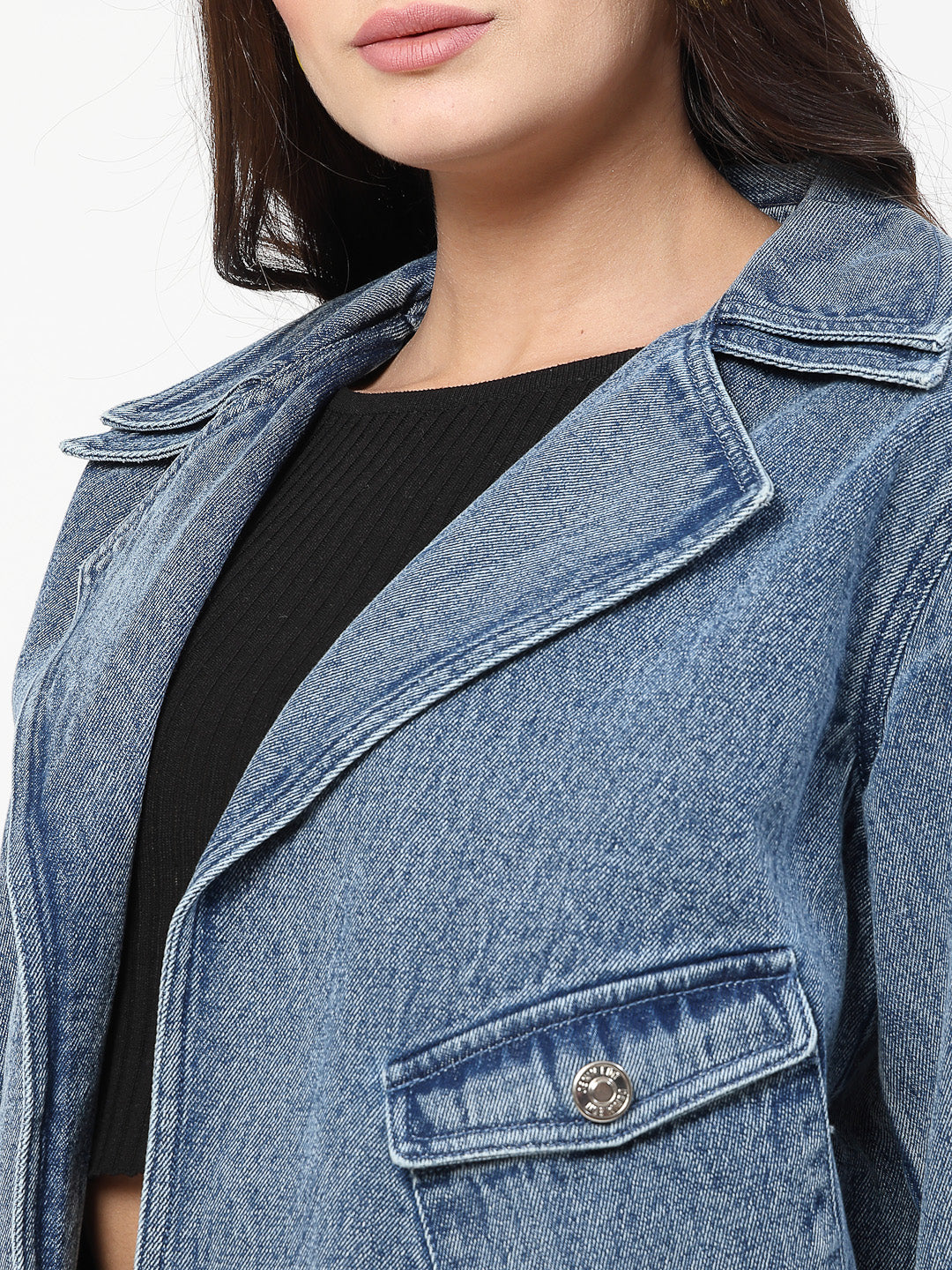 Cross-Pocket Denim Jacket