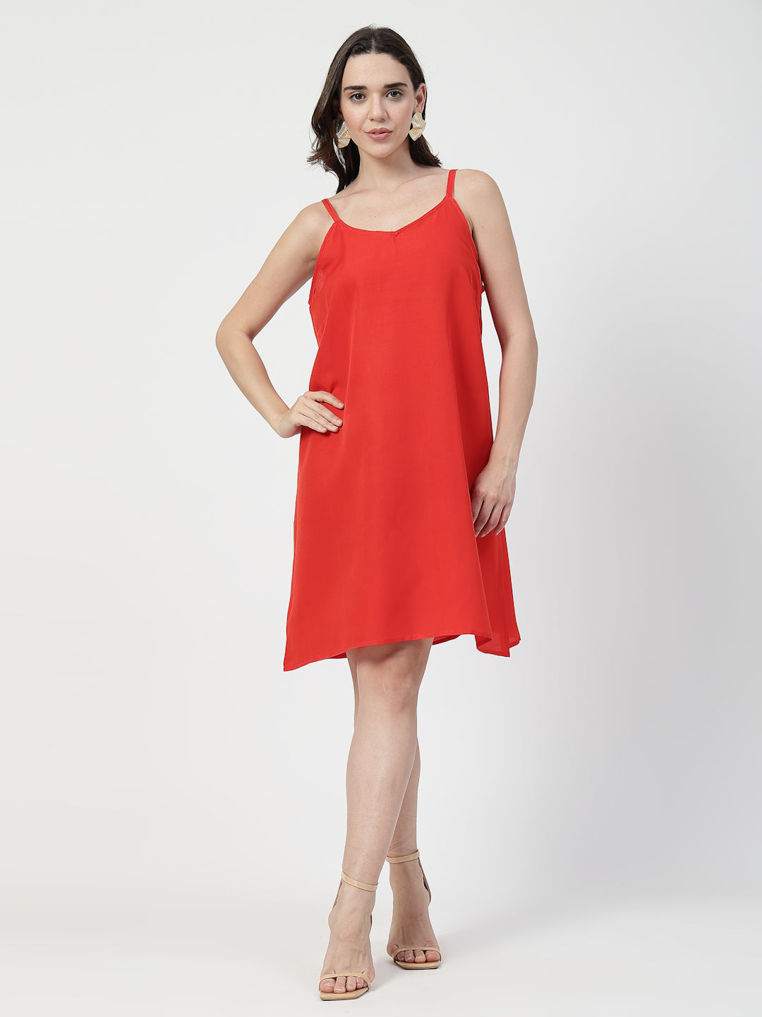 Red Floral Printed Fit & Flare Midi Dress
