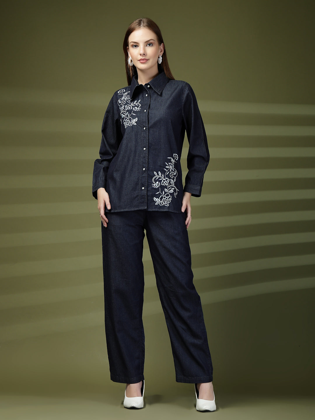 Embroidered Denim Co-ords Set