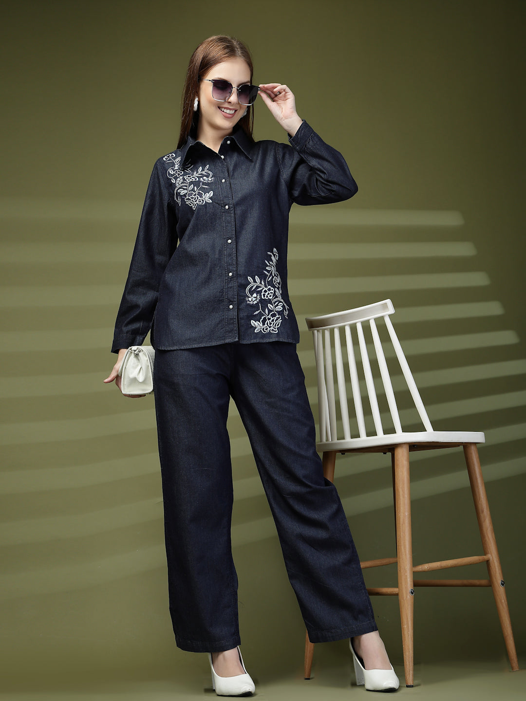Embroidered Denim Co-ords Set