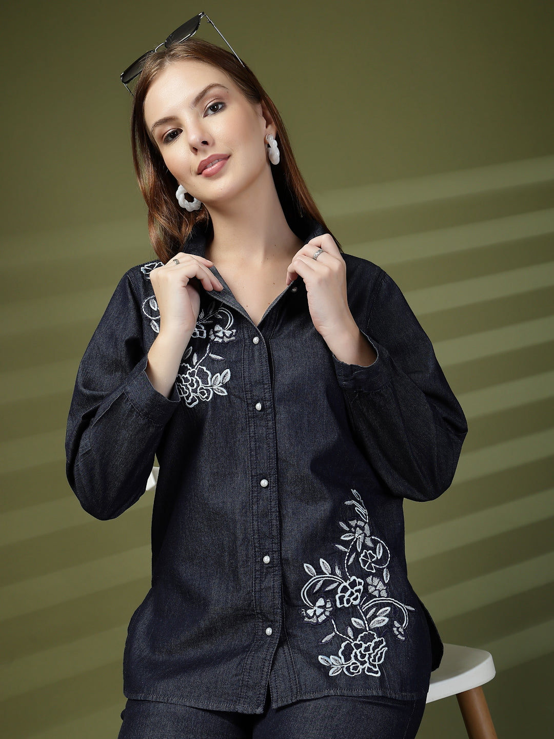 Embroidered Denim Co-ords Set