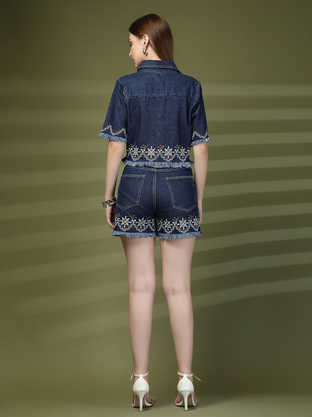 Embroidered Denim Co-ord Set