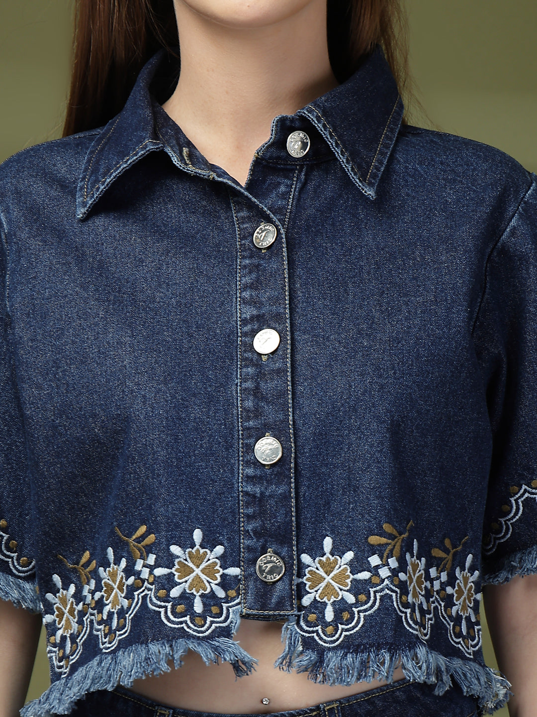 Embroidered Denim Co-ord Set