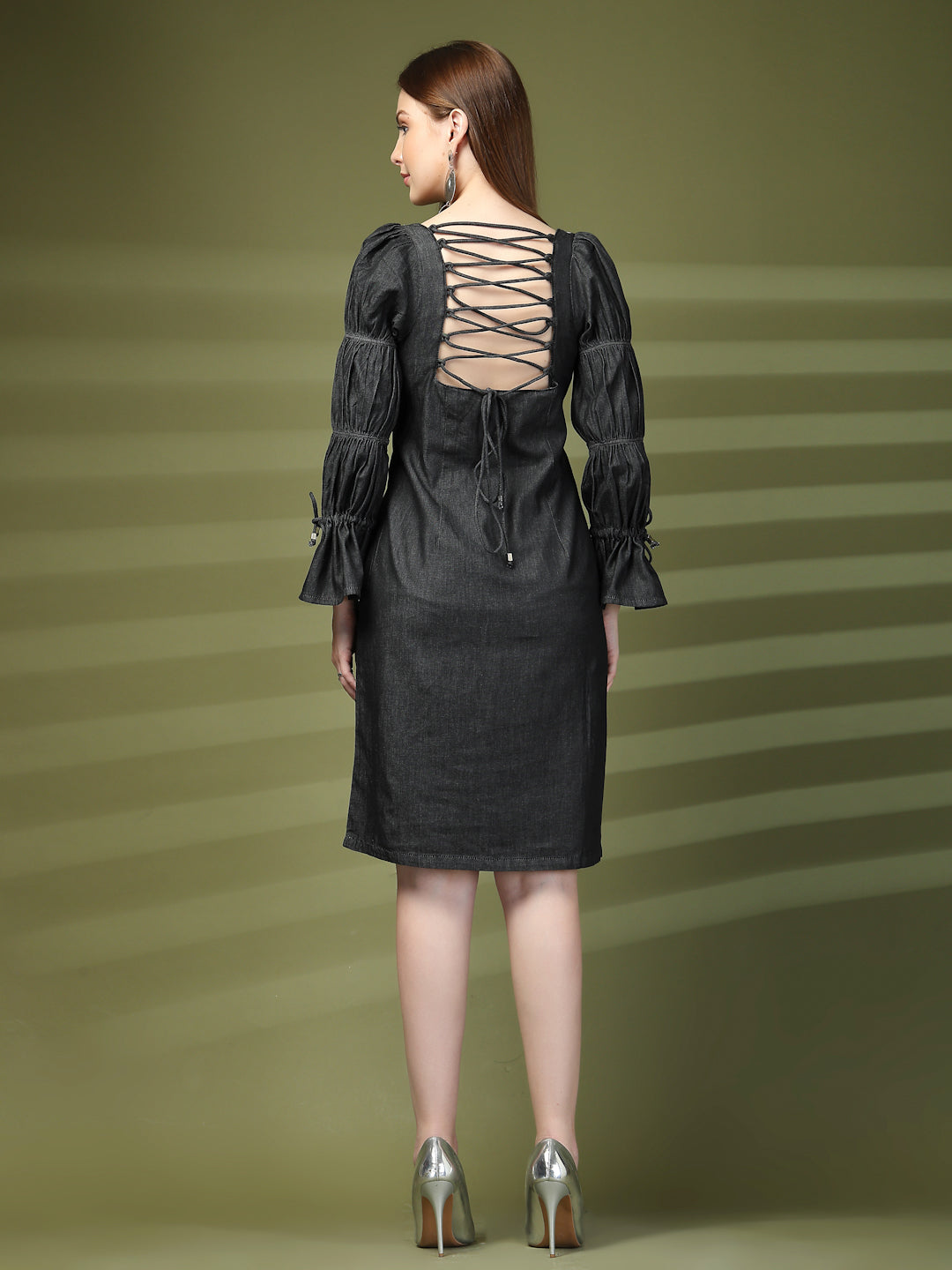 Embellished Party Wear Denim Dress