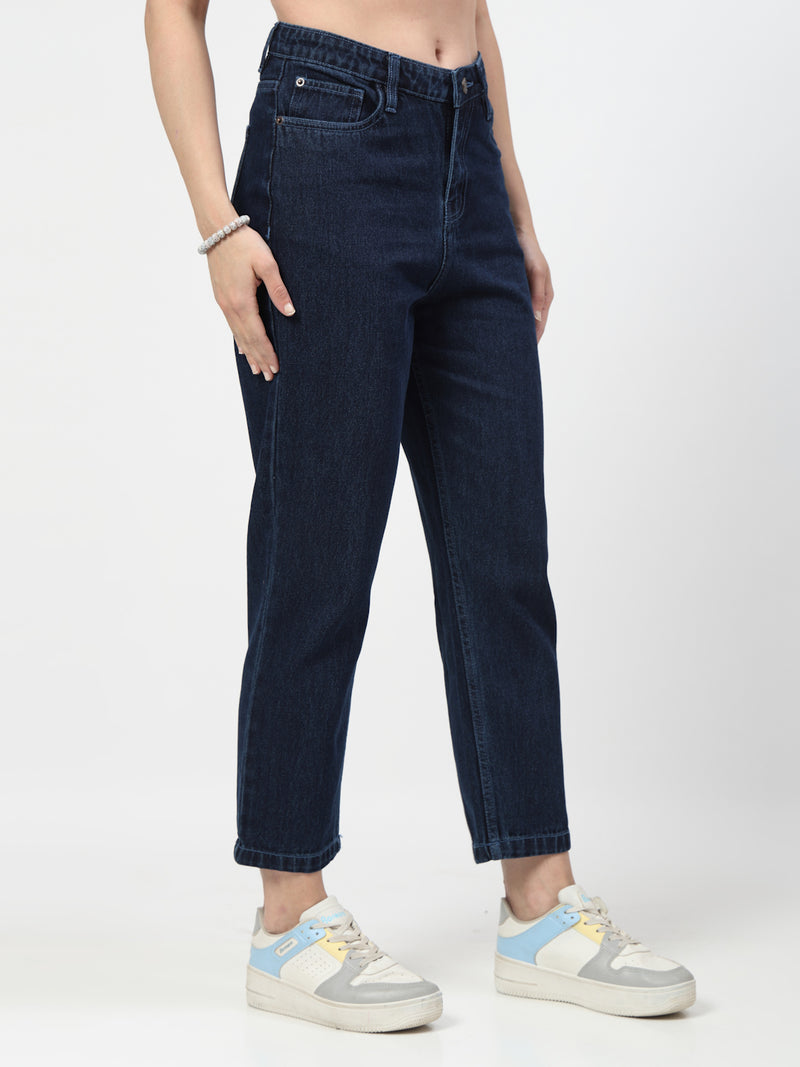 Dark Indigo Straight Fit Denim Jeans for Women