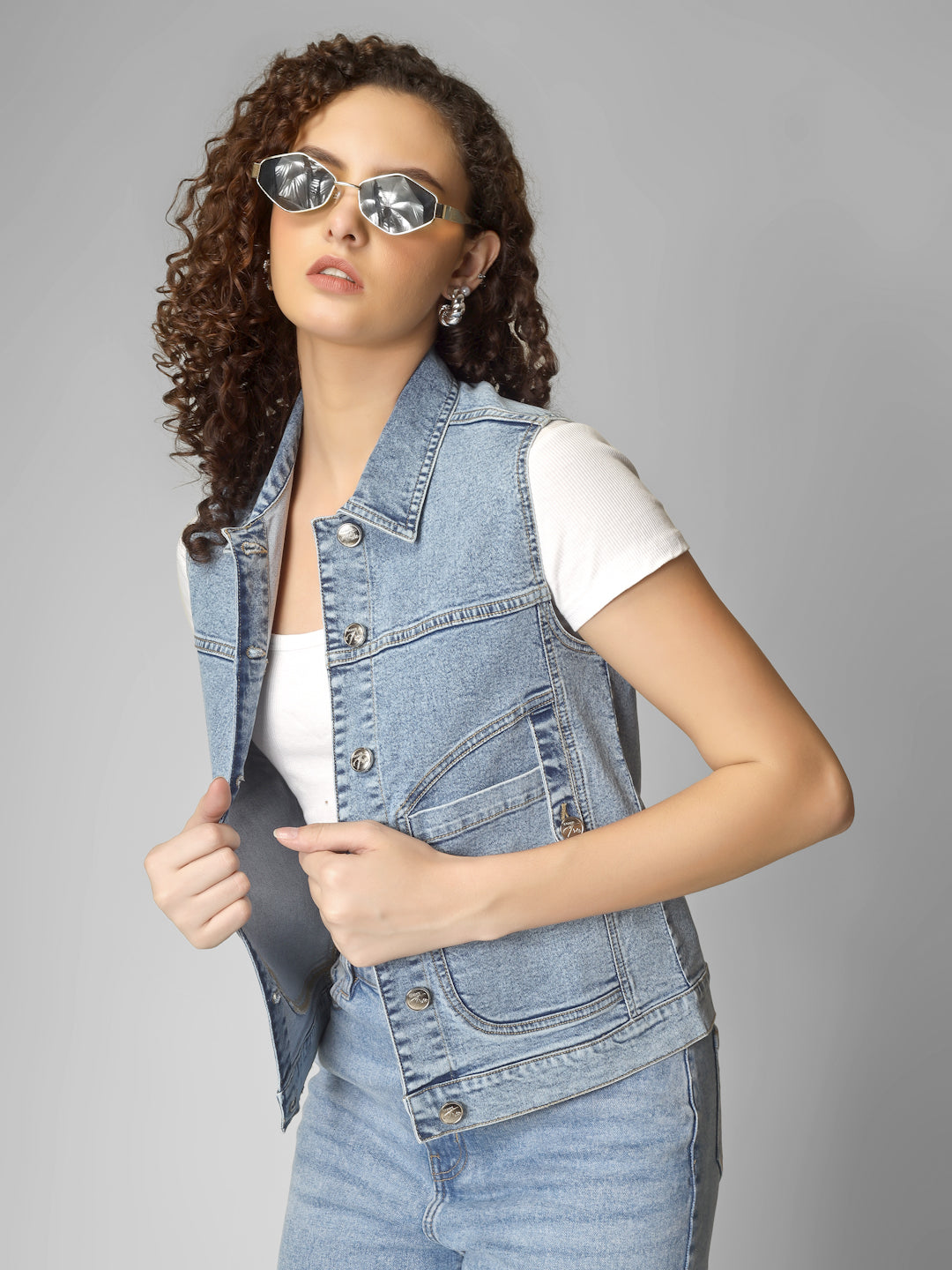 Light Blue Sleeveless Denim Jacket