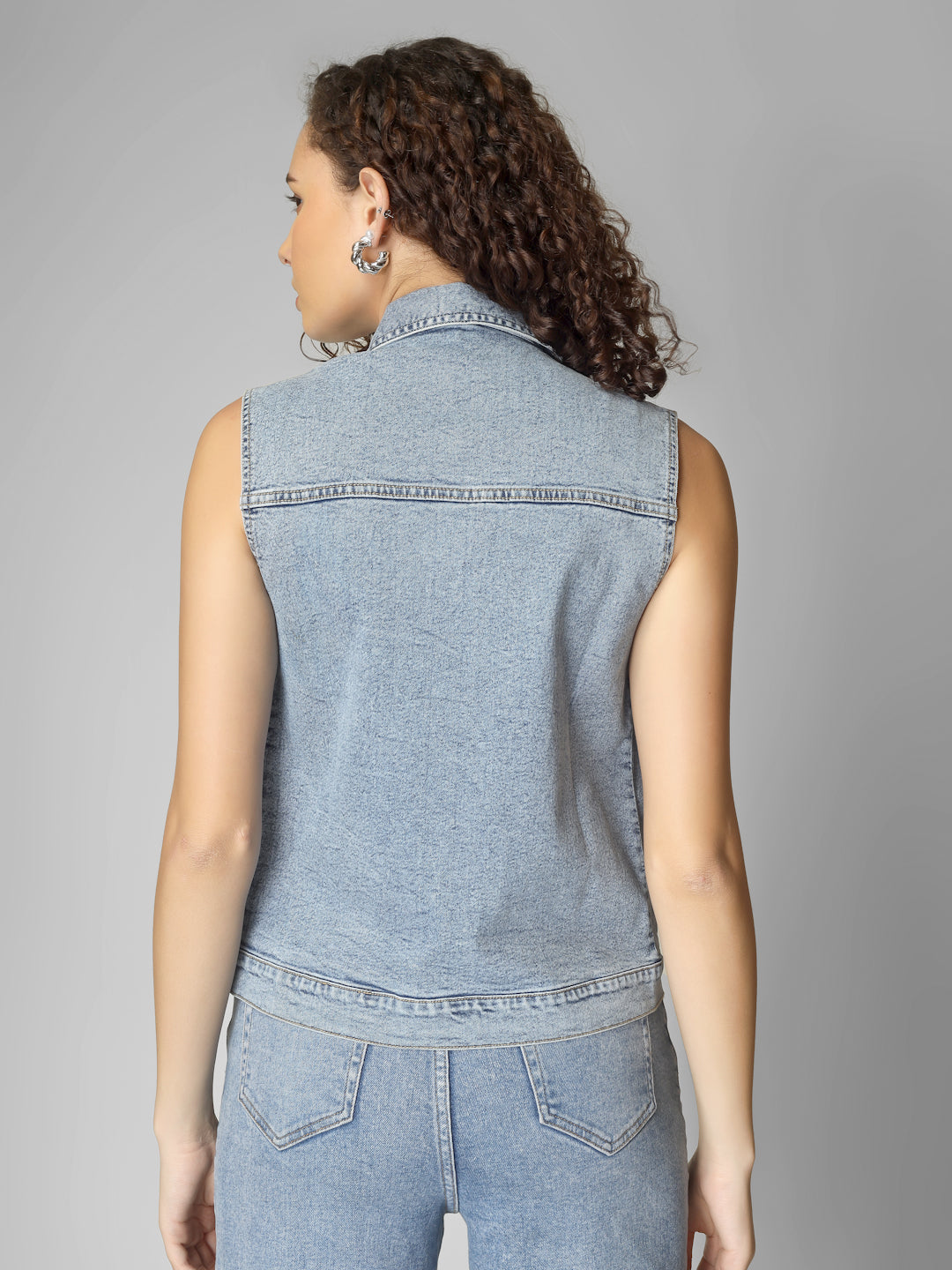 Light Blue Sleeveless Denim Jacket