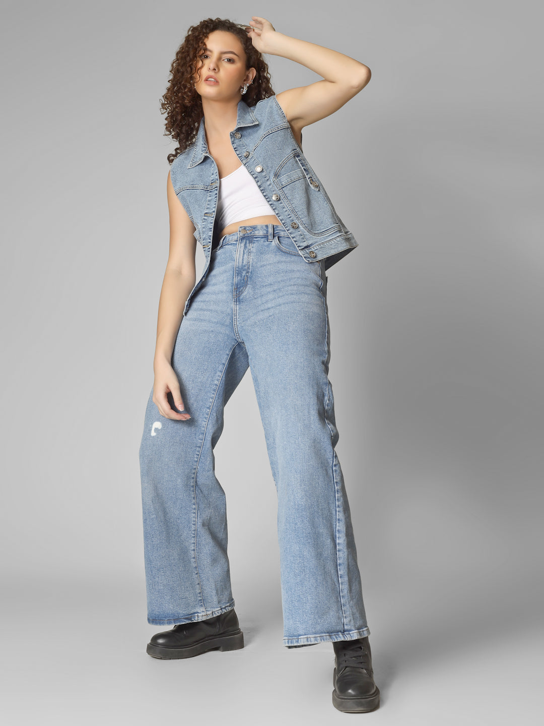 Light Blue Sleeveless Denim Jacket