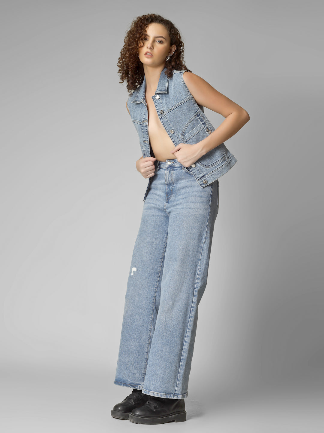 Light Blue Sleeveless Denim Jacket