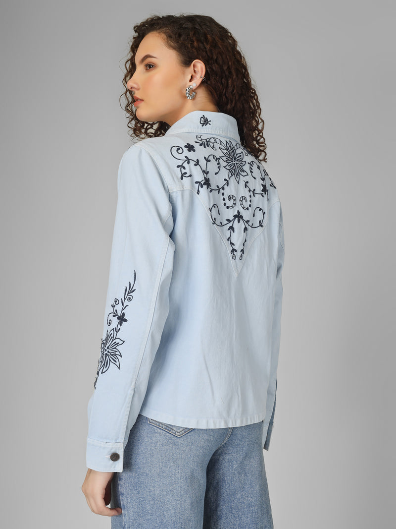 Embroidered Denim Shirt Women