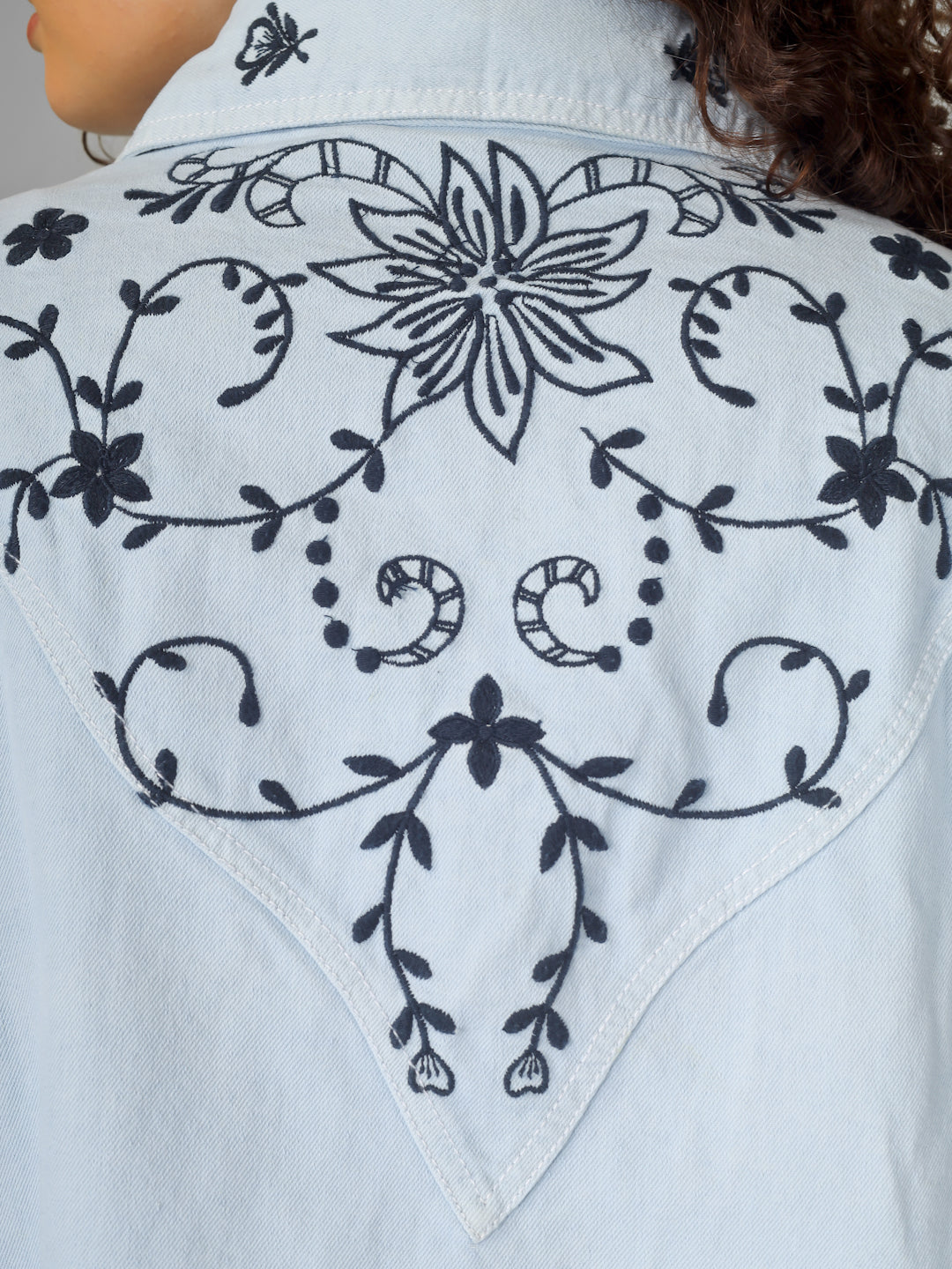 Embroidered Denim Shirt